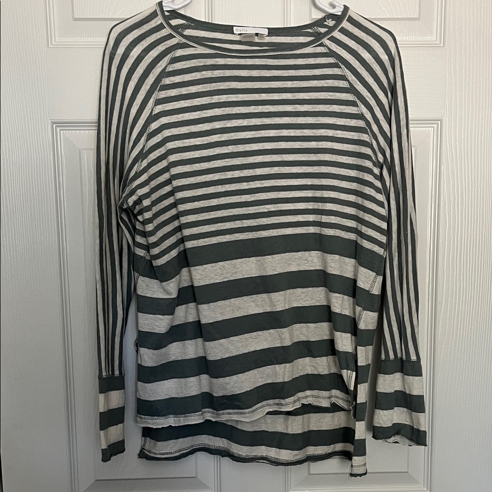 Striped Long Sleeve Top - Gray and White